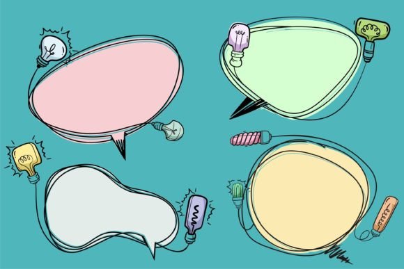 Download Colorful Light Bulb. Comic Speech Bubble - Speech Collection