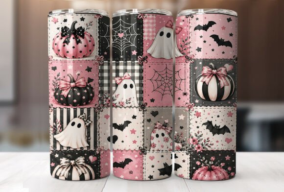 Download Pink Halloween Patchwork Tumbler Wraps - Tumbler wraps Collection