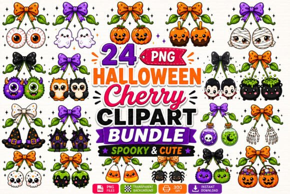 Download Halloween Cherries Clipart Bundle PNG - Premium Bundle