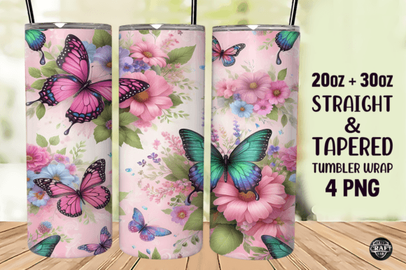 Download Flowers Butterfly Tumbler Wraps 20oz PNG - Tumbler wraps Collection