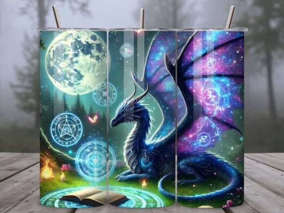 Download Cosmic Dragon Moon Design Tumbler Wraps - Tumbler wraps Collection