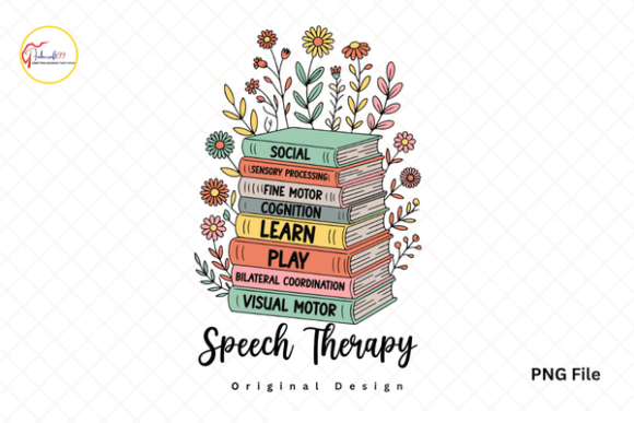 Download Floral Book Stack Speech Therapy PNG - Speech Collection