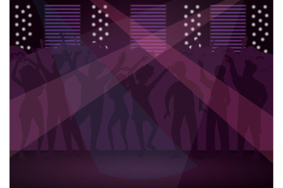 Download Nightclub Flat Color Vector Illustration - Nightclub Collection