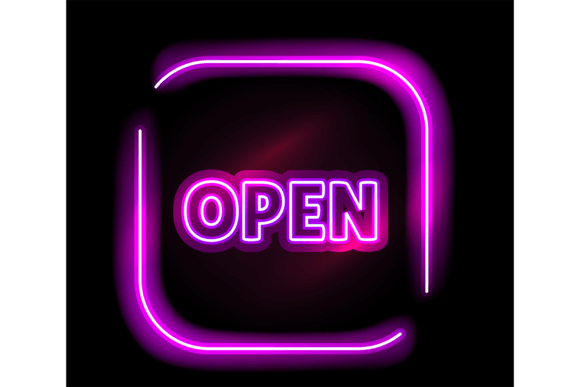 Download Open Neon Sign. Purple Light. Nightclub - Nightclub Collection