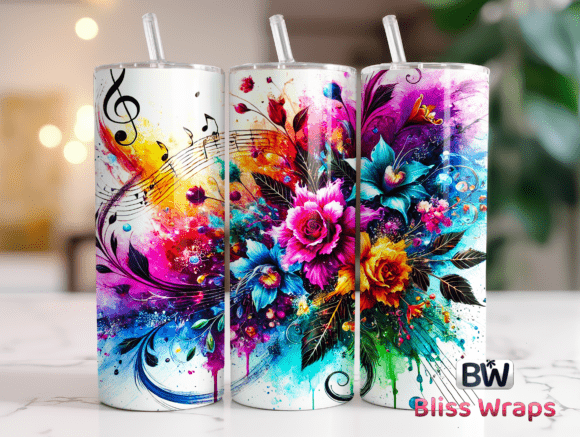 Download Elegant Rose Music Sheet Tumbler Wraps - Tumbler wraps Collection