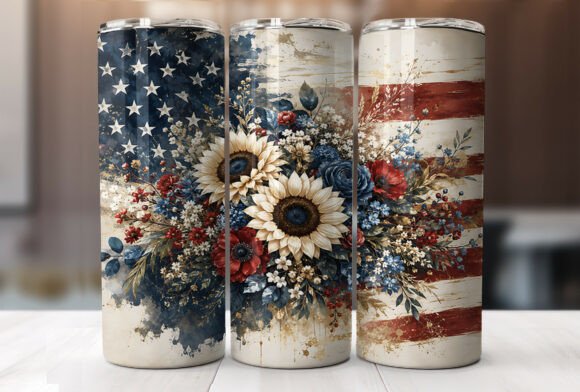 Download Rustic Patriotic Sunflower Tumbler Wraps - Tumbler wraps Collection