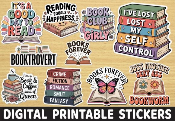 Download Retro Reading Book Lover Quote Stickers - Premium Resources
